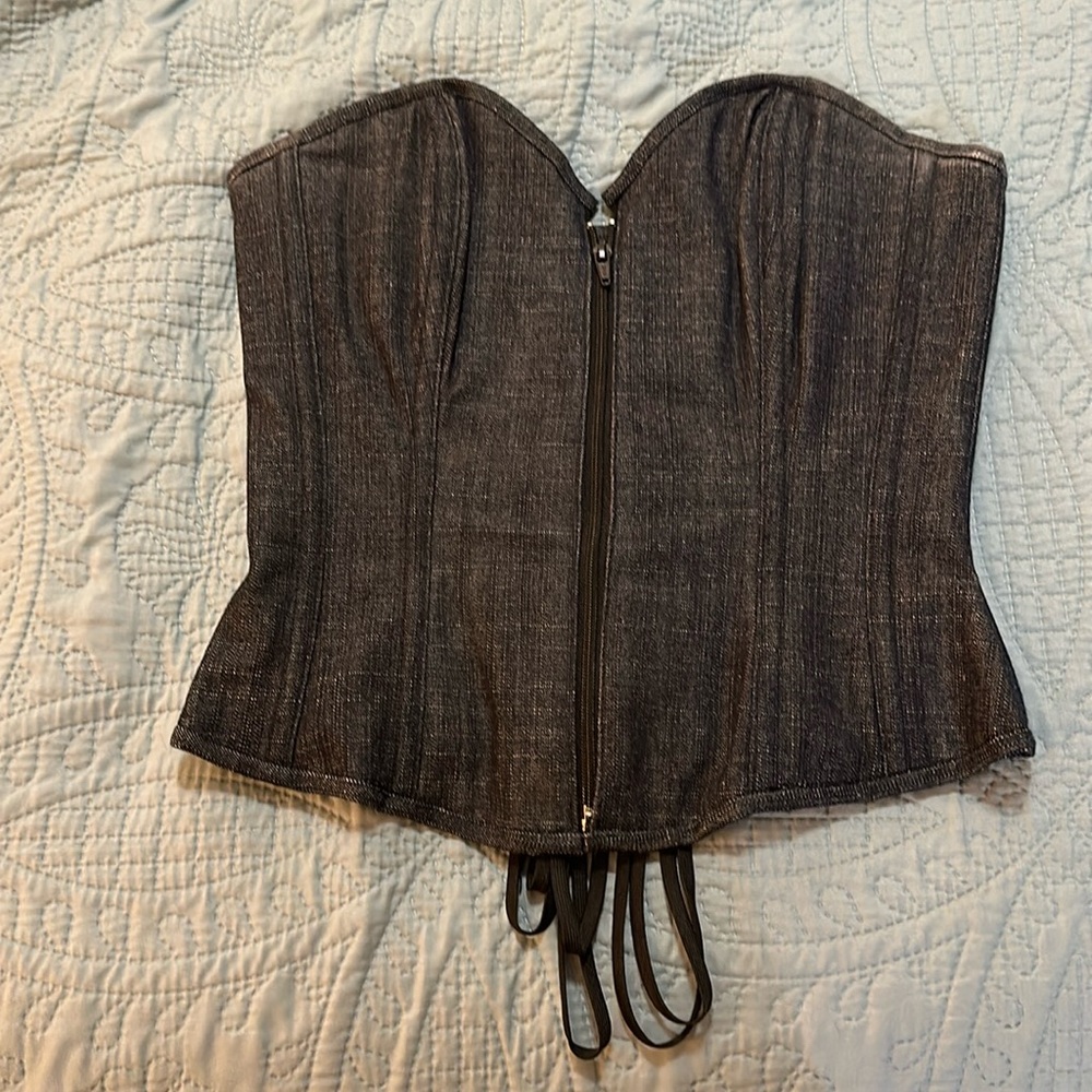 Dark blue jean corset size small (34)
